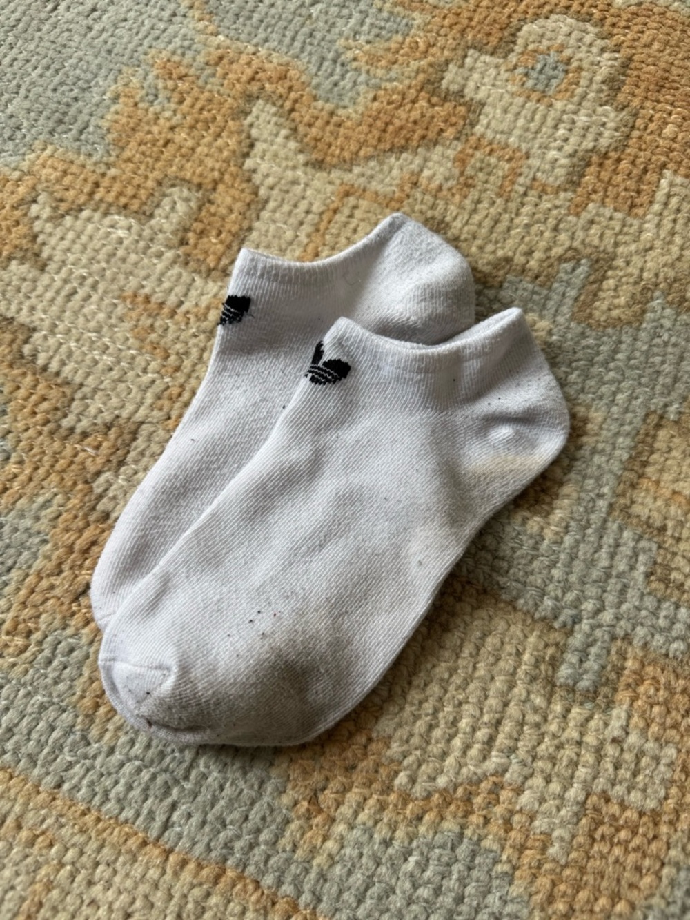 adidas White No-Show Socks with Black Trefoil Logo